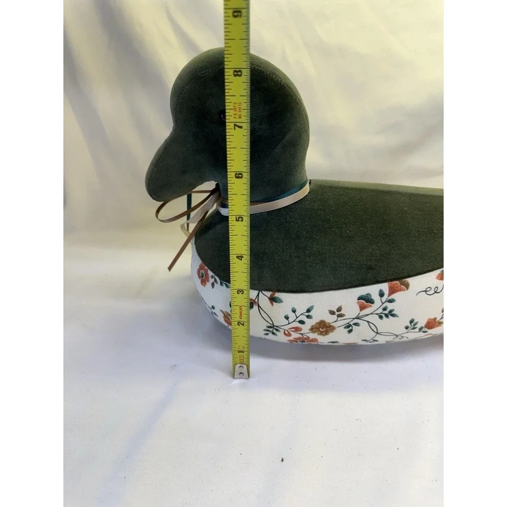 Vtg Handmade Velvet & Fabric Duck Weighted Farmhouse Cottagecore Decor 8.5